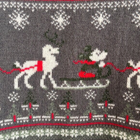 Disney Mickey Mouse, Gray Snowflake, Sleigh Christmas Holiday Sweater - Size M - Picture 8 of 8